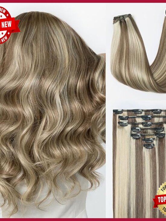 18 Inch Human Hair Clip-In Extensions 120g 7pcs Straight Soft Natural